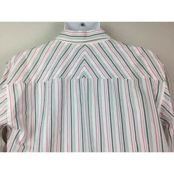 PX Clothing Mens Striped Button Up Shirt Pink Gray Size Medium - Picture 5 of 6